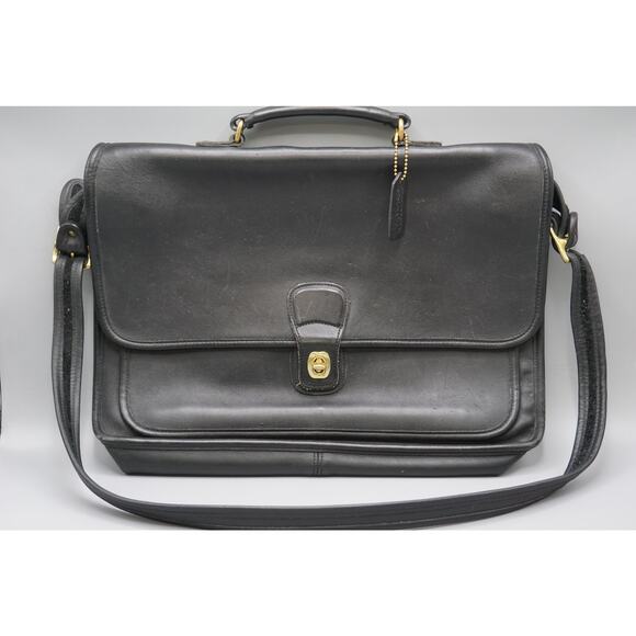 Coach Handbags - Vintage Coach Metropolitan Briefcase 5180 Black Glove Leather Brass w/ Papers